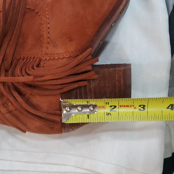 Sam Edelman Louie fring women's orange  suede western ankle short boots size 7.5 - Picture 11 of 16